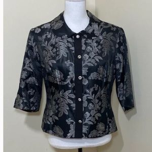 Lilly Pulitzer Black & Silver Floral Brocade Jacket & (Matching Pants Available)